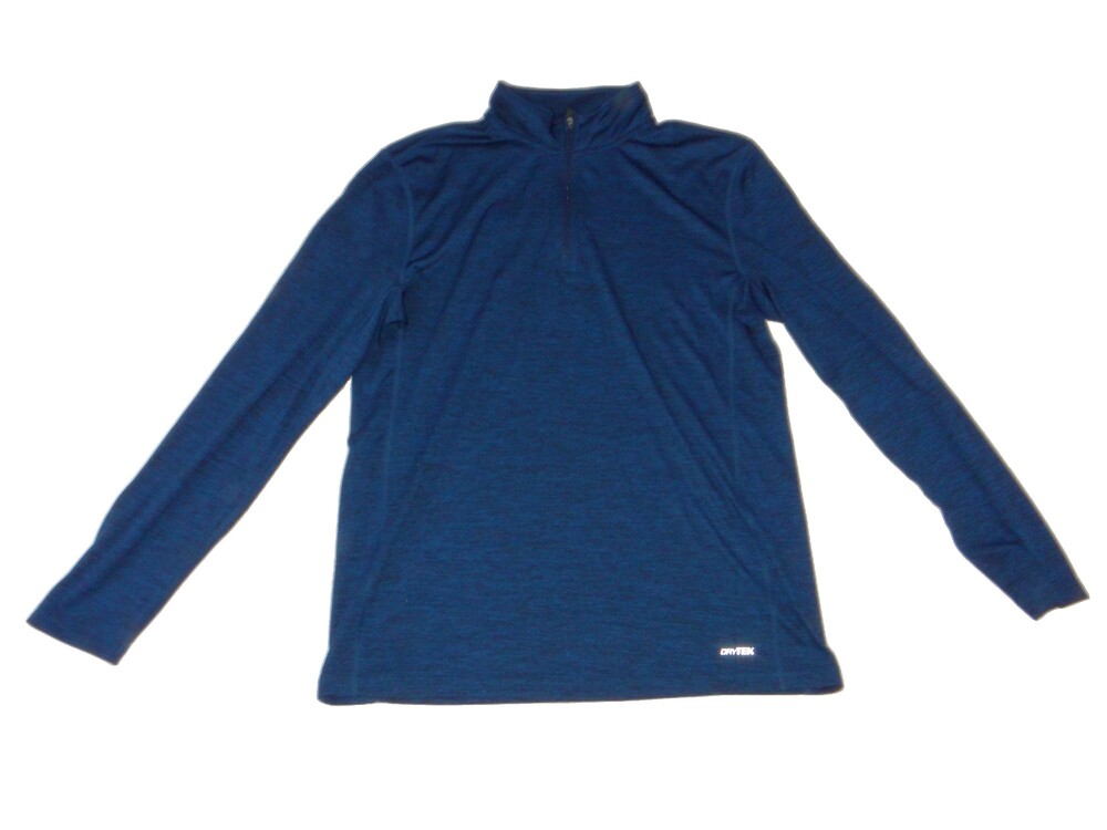 Tek Gear Dry Tek Quarter Zip Long Sleeve Pullover XL Blue Heathered Polyester
